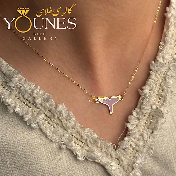 گردنبند میناکاری دم وال یاسی طلا